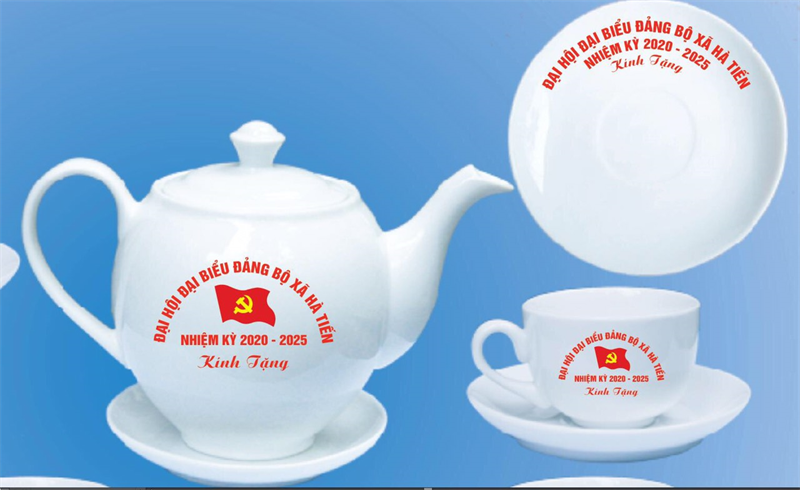 Bộ Trà Trắng Minh Long 2 In Logo