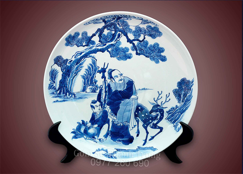Đĩa sứ trưng bày in Logo